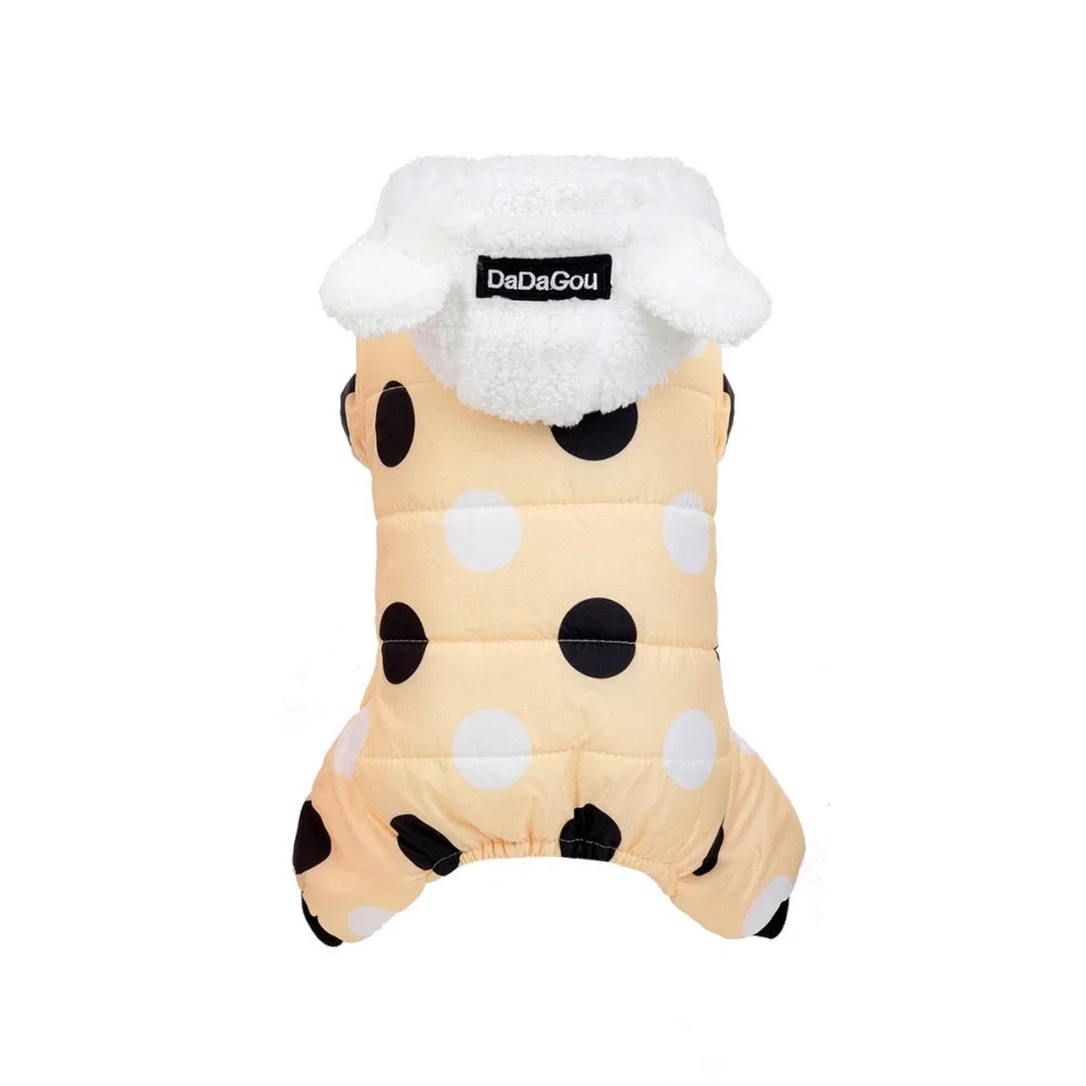 Winter Pet Hoodie Coat Cotton Dot Sweatshirt Super Warm Jumpsuit for Small Dogs Chihuahua Doggie Jacket