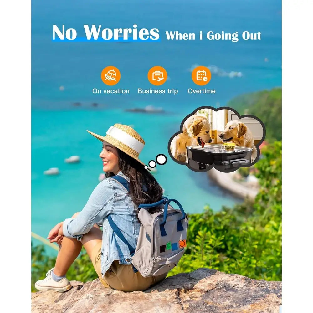 2.6 Gallon Stainless Steel Dog And Cat Water Fountain For Multi Pet Homes