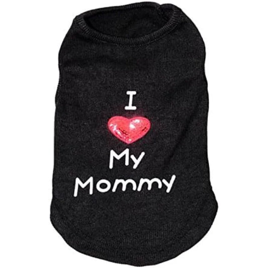 Dog Shirt I Love My Daddy Mommy Cute Heart T-Shirt for Small Breeds Chihuahua Poodle Teacup Shih Tzu Yorkie Bulldog