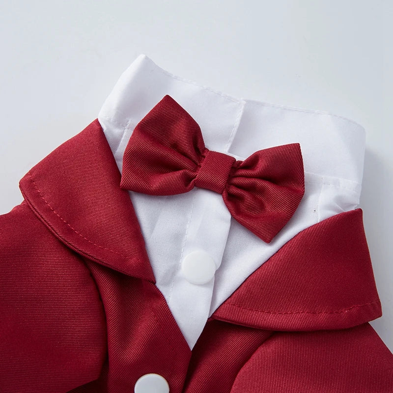 Pet Dog Tuxedo Formal Wedding Party Suit for Small Medium Dogs with Bow Tie Shirt Gentleman's Costume