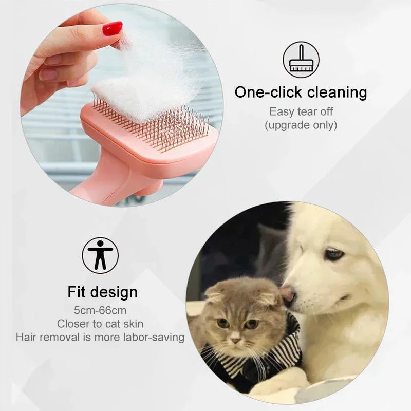 Self Cleaning Slicker Dog and Cat Brush with Massage Particles for Loose Hair Removal Pet Grooming Supplies