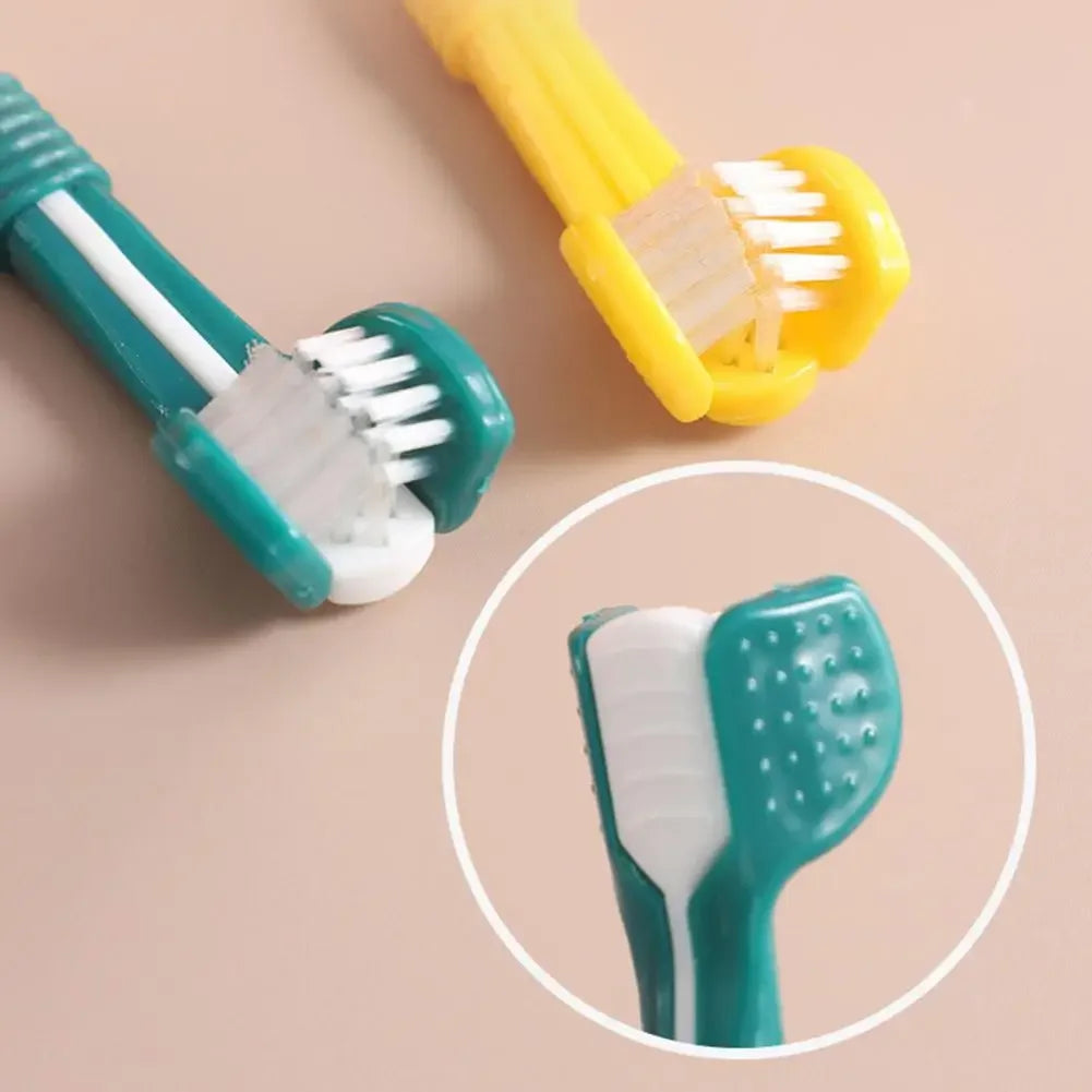 Three Sided Pet Toothbrush Three-Head Pet Toothbrush For Dogs And Cats Oral Cleaning Brush Care Products Tool Wholesale Dog
