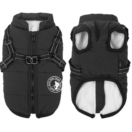 Pet Dog Jacket With Harness Winter Warm Dog Clothes Waterproof Coat for Labrador Chihuahua French Bulldog